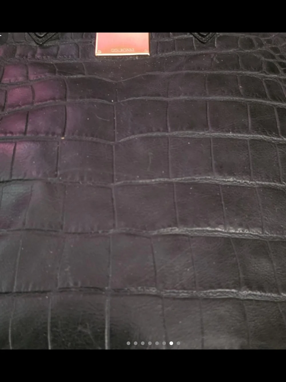 COURONNE Black Croc-Embossed Leather Bowler Tote Bag